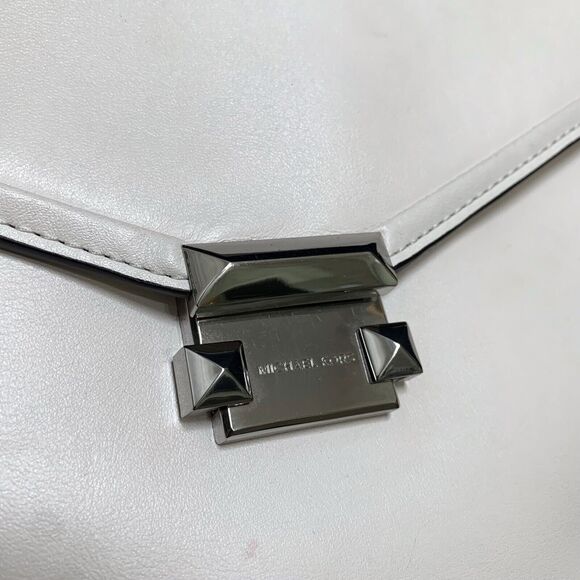 MICHAEL KORS Large Optic White Polished Leather Top Handle WHITNEY Satchel XB - Picture 4 of 16